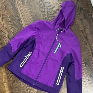 Purple Hooded Jacket with Zipper Details